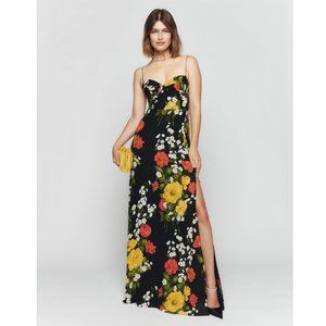Reformation Melita Dress Luisa Black with Flowers Dress size 12